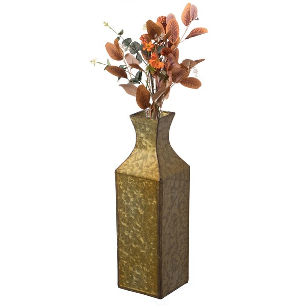 Uniquewise Antique Style Metal Bottle Shape Gold Floor Vase for Entryway, Living Room or Dining Room, Small QI004442.S - main